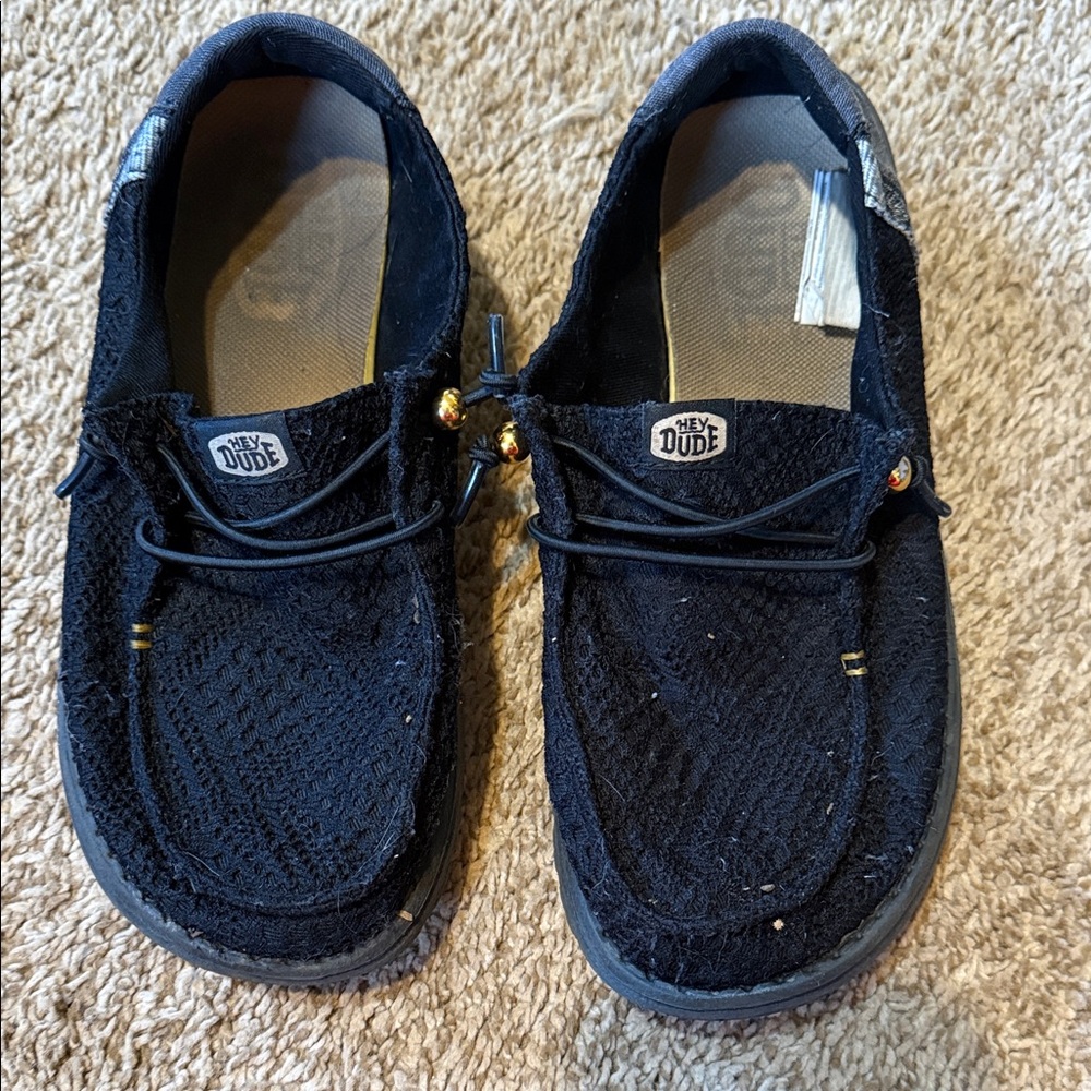 Hey Dude Black Textured Loafers